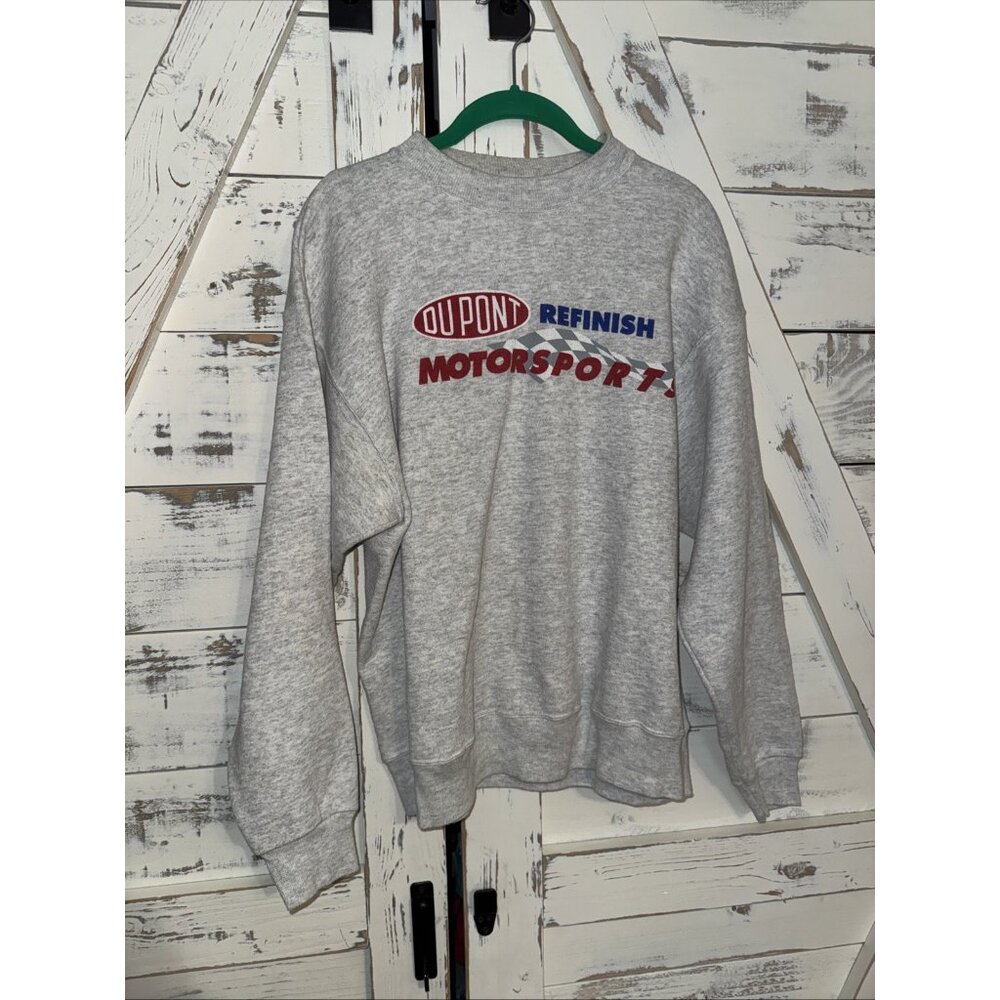 Vintage Graphic Dupont Refinish Motorsports Crewneck Sweatshirt  NASCAR Gray